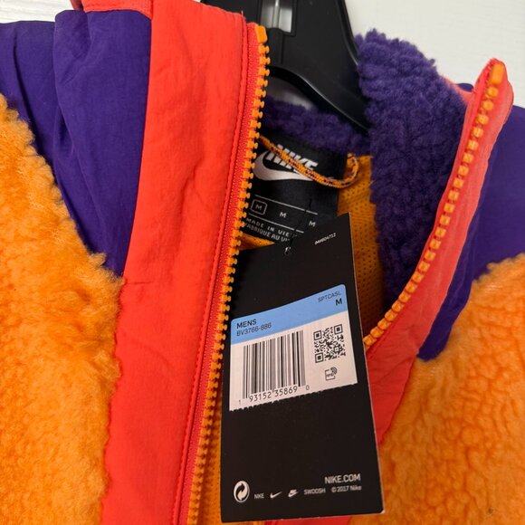 Nike Sportswear Half-Zip Sherpa Hoodie Orange Purple Blue Mens Size M BV3766-886 - Picture 2 of 3